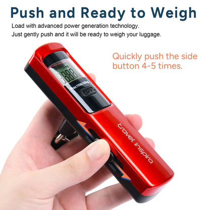 Portable Handheld Digital Luggage Scale - Battery-Free, Up to 110Lbs/50Kg (Red)