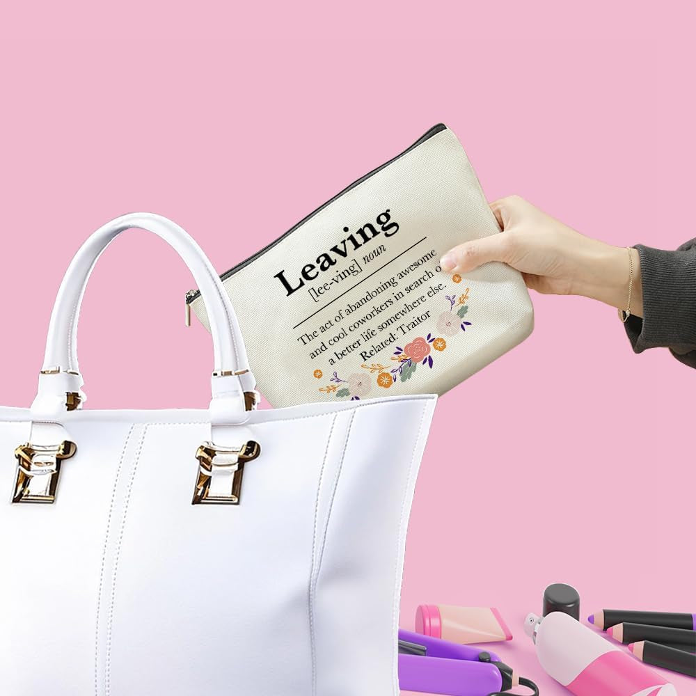 Coworker Leaving Gifts for Women, Retirement Gift for Woman, Funny Makeup Bag Cosmetic Bag Going Away Farewell Retired Gifts for Retirees Nurse Employee Boss Lady Christmas Birthday Gifts